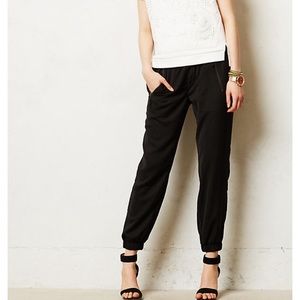 Anthropologie black jogger pants with zippers